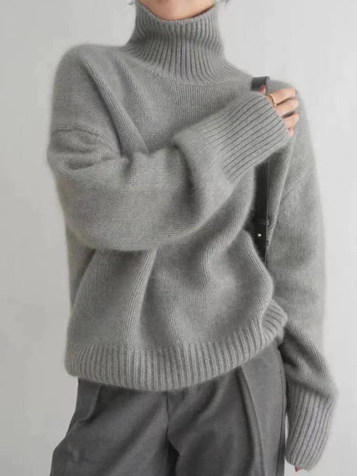 Damen-Rollkragenpullover aus Wolle – bequemer Grobstrick