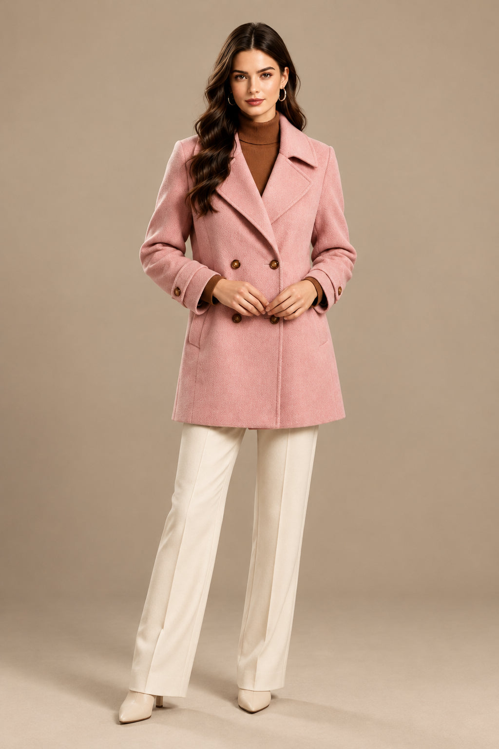 Manteau Femme Court – Coupe Tailleur à Double Boutonnage