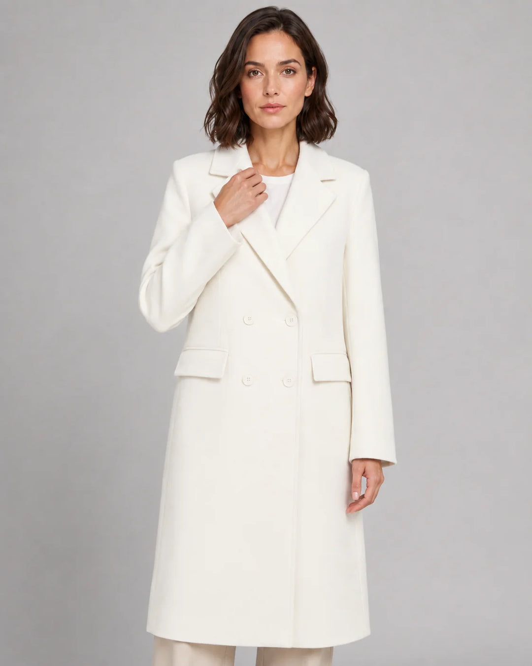 Manteau Long Femme Double-Boutonnage – Coupe Tailleur Élégante