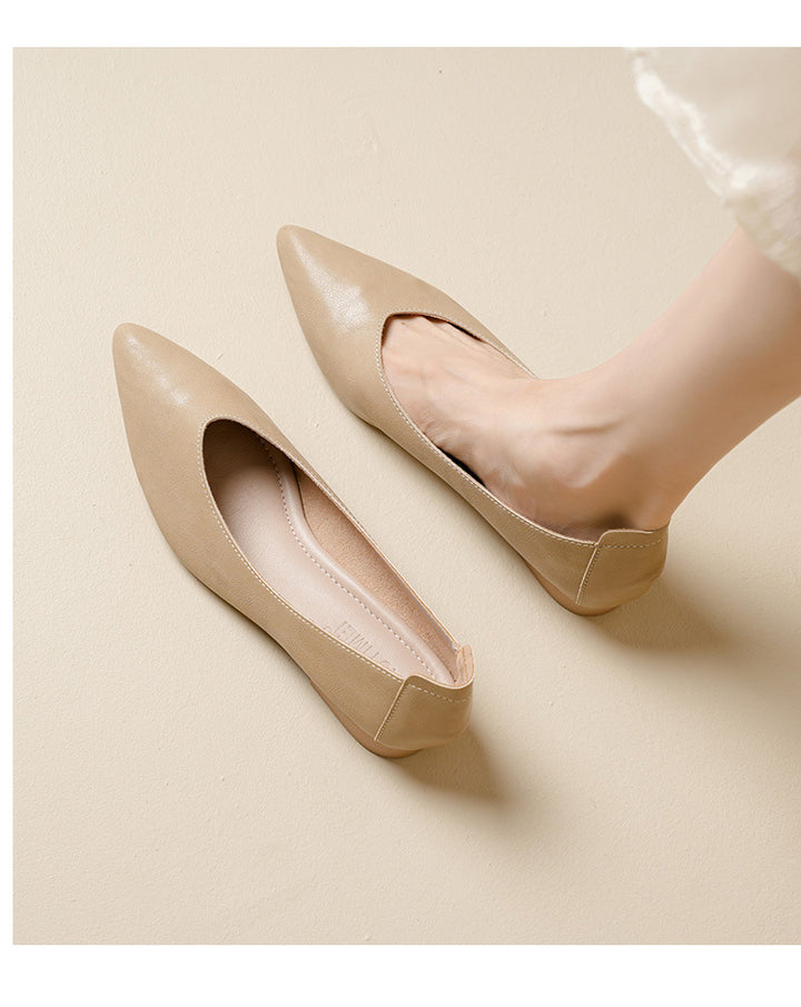 Escarpins Femme Cuir – Bout Pointu Talon Épais Confort