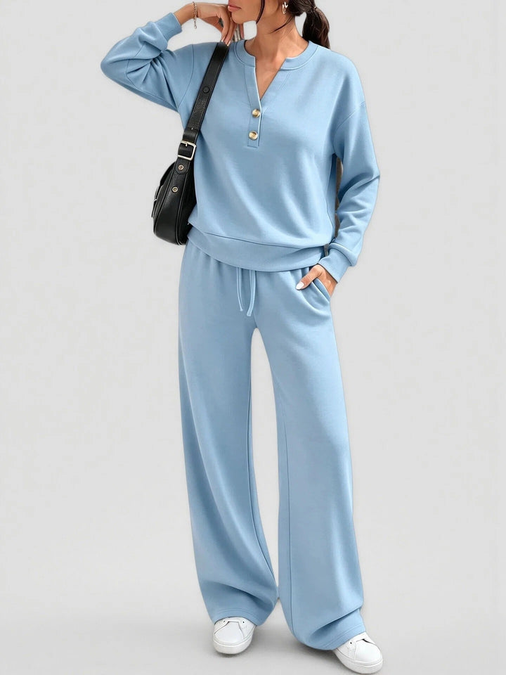 Ensemble Deux Pièces Femme – Haut Manche Longue Ample et Pantalon Large
