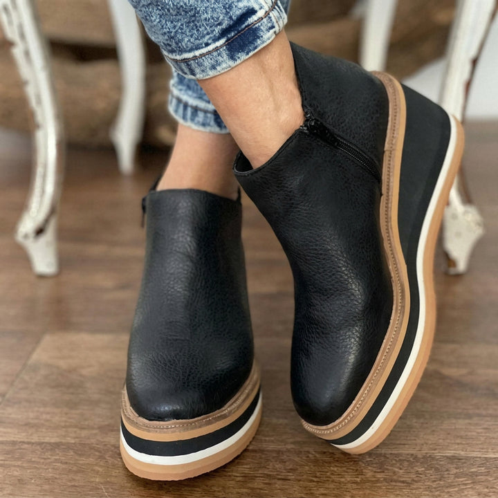 Bottes Femme à Semelle Compensée – Tige Basse à Fermeture Zippée