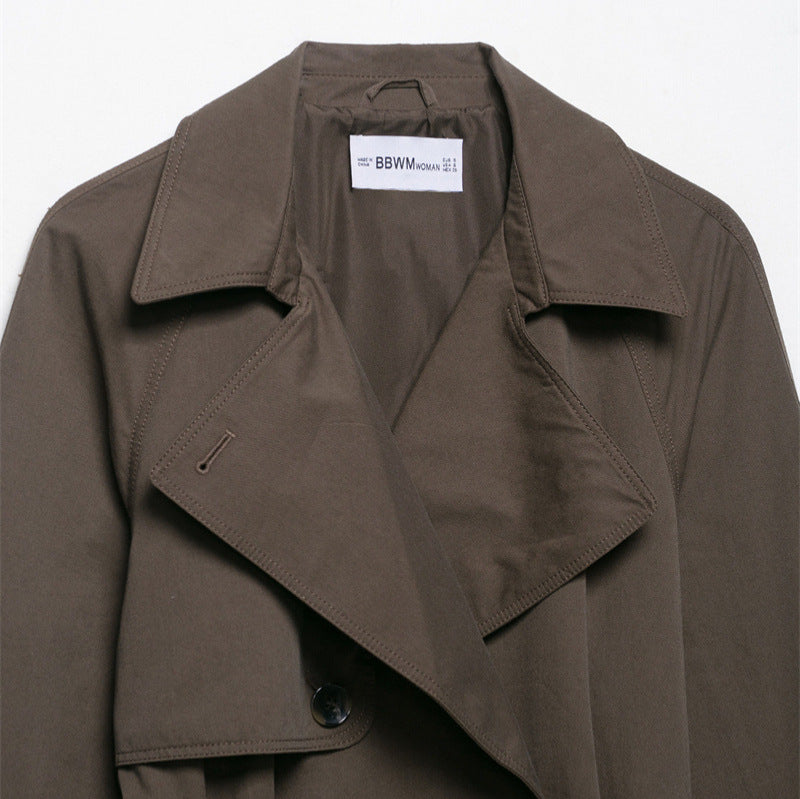 Manteau Femme Coupe-vent Ceinturé à Revers – Silhouette Moderne