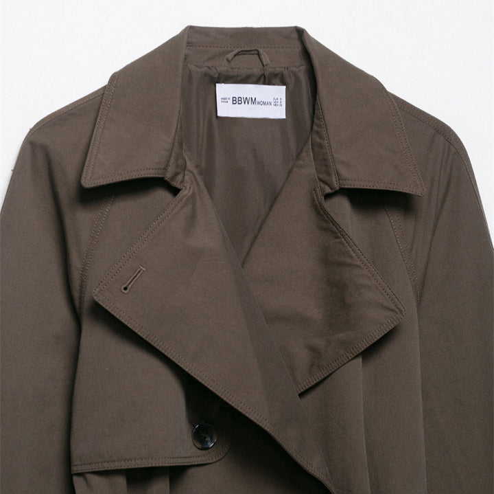 Manteau Femme Coupe-vent Ceinturé à Revers – Silhouette Moderne