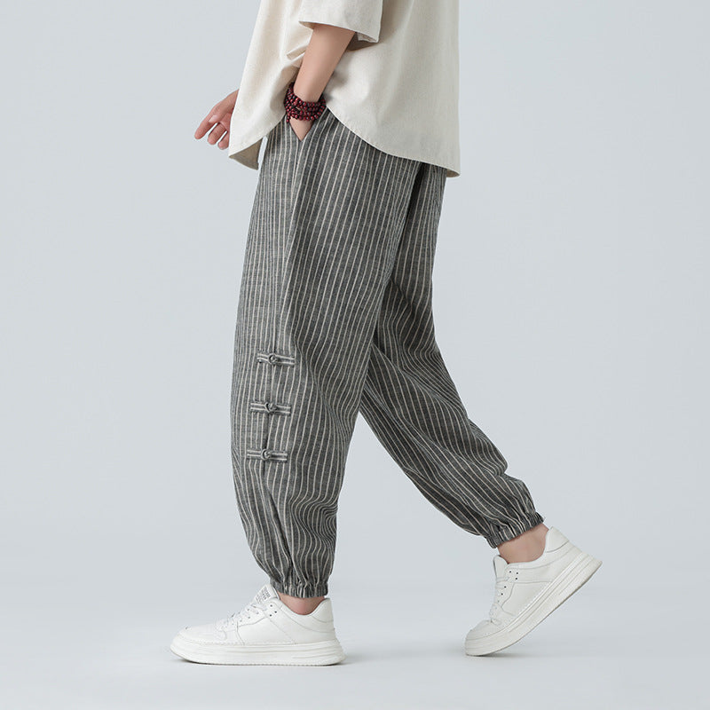 Pantalon Homme en Lin – Coupe Ample Inspiration Chinoise