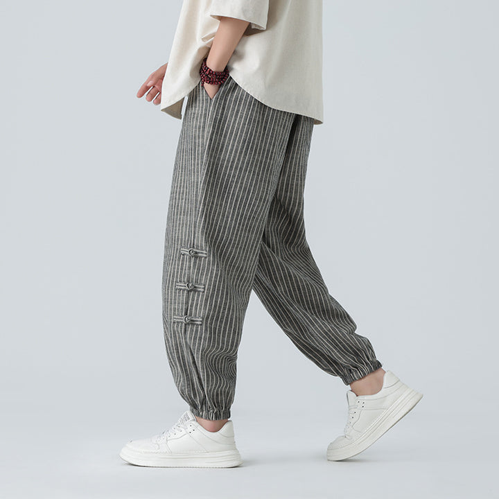 Pantalon Homme en Lin – Coupe Ample Inspiration Chinoise
