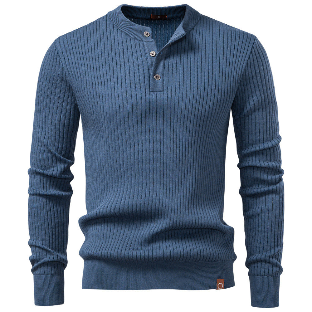 Gerippter Henley-Pullover für Herren – Lässiger, taillierter Schnitt