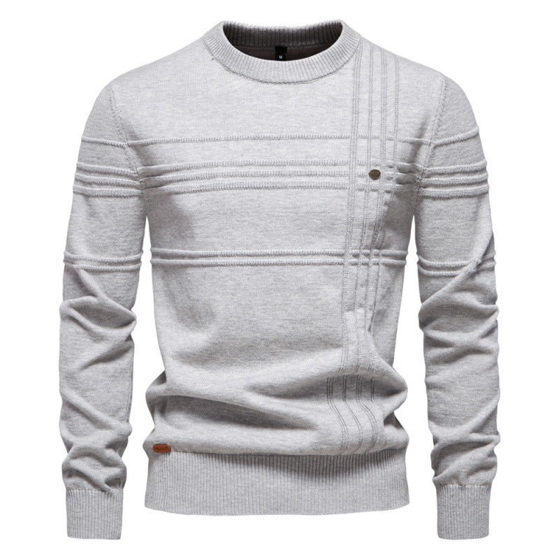 Herren-Pullover aus Baumwolle mit Rundhalsausschnitt – Zeitlose, figurbetonte Passform