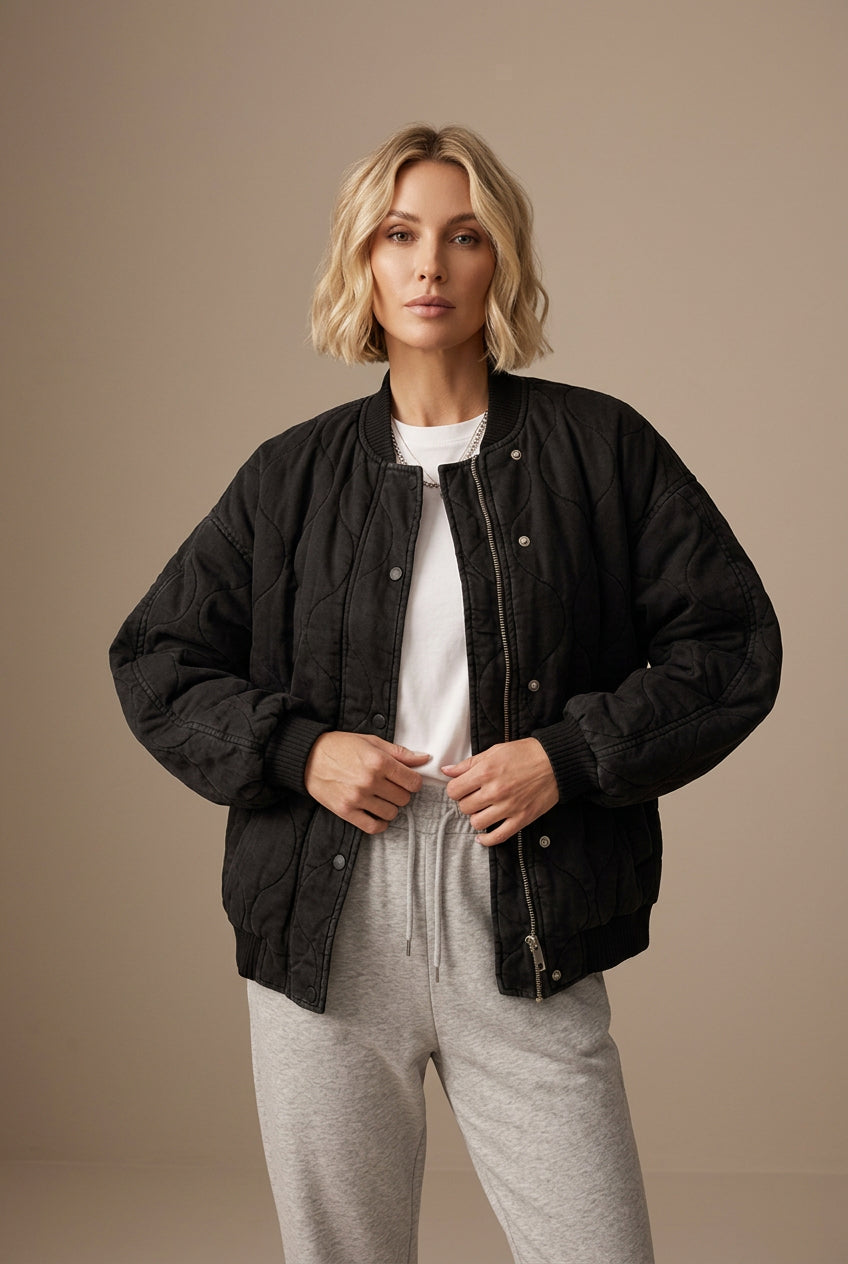 Veste Femme Coton – Coupe Loose Style Pilote Décontracté