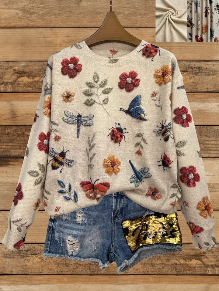 Pull Femme en Maille – Motif 3D Texturé Coupe Ample