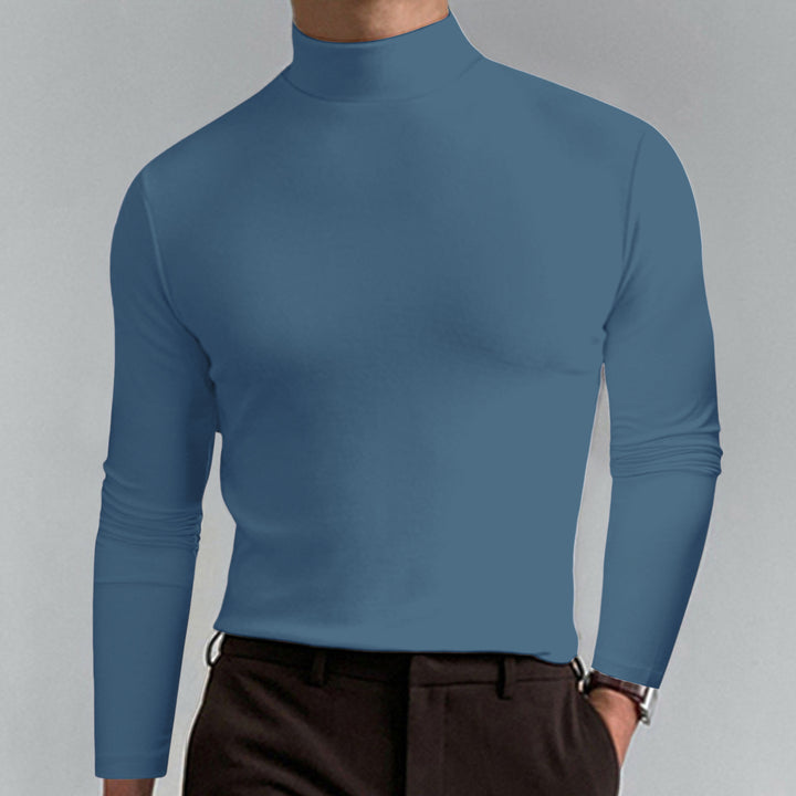  T-shirt met col voor heren – Lange mouwen, klassieke pasvorm