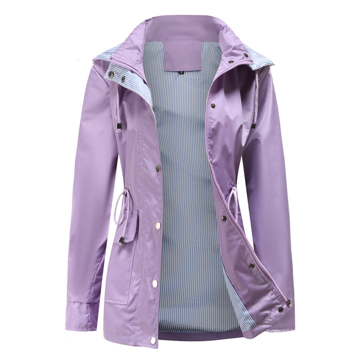 Veste à Capuche Femme – Taille Ajustable &amp; Doublure Rayée