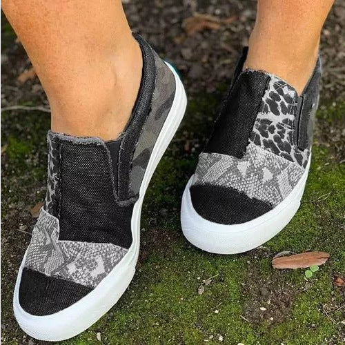 Damskie płócienne sneakersy wsuwane – Elastyczna cholewka, łatwe zakładanie