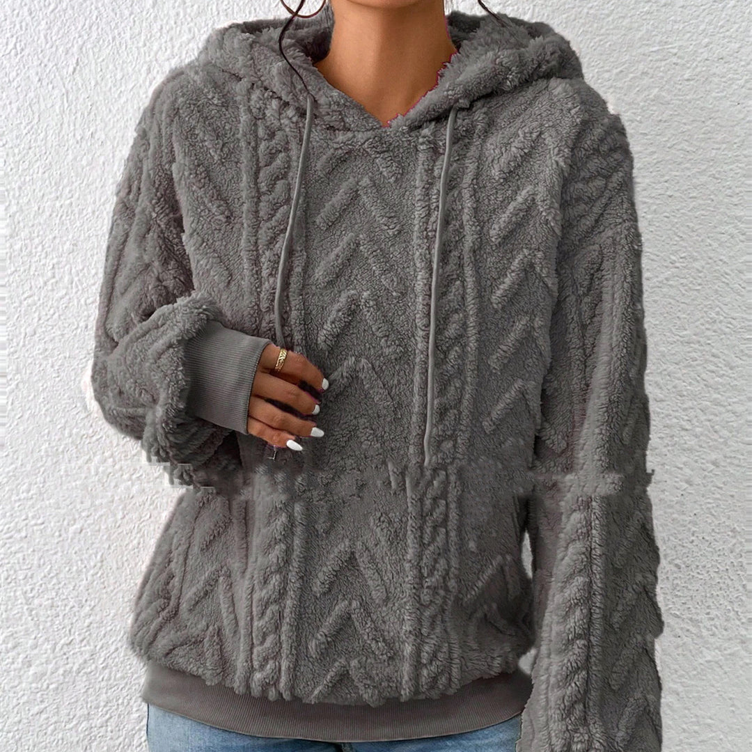 Sweat à Capuche Femme Effet Flanelle – Motif Géométrique Gaufré