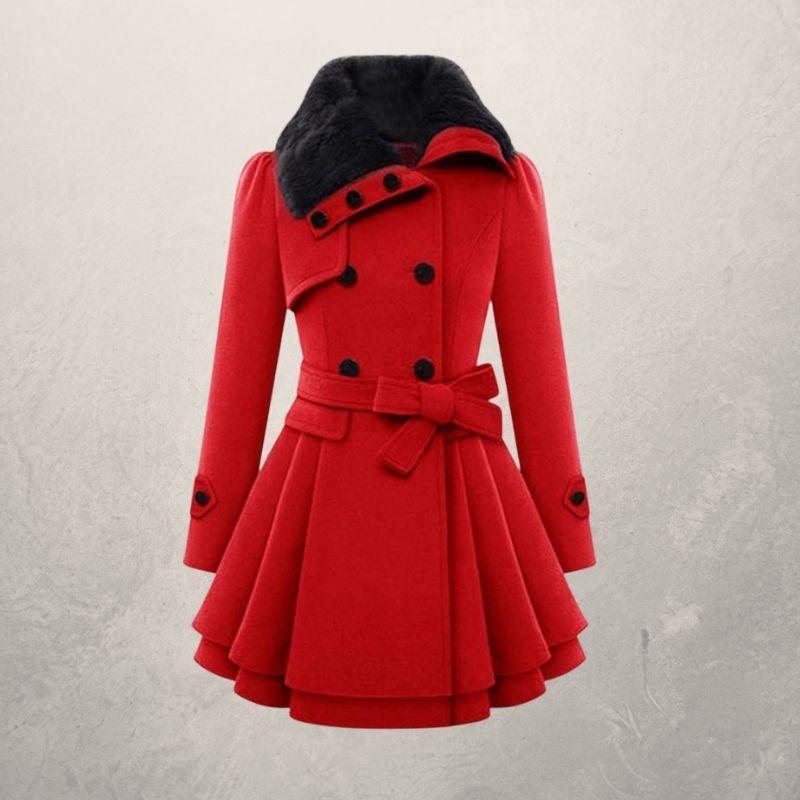 Manteau Femme Mi-Long Double-Boutonnage Coton – Coupe Cintrée à Revers