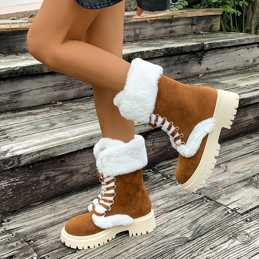 Bottes Femme Hautes en Suède – Doublure Chaude et Talon Moyen