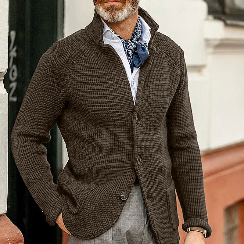 Cardigan Homme en Maille – Col Montant Structuré