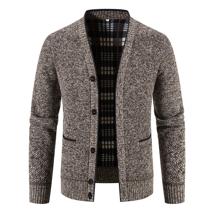 Cardigan Homme Tricoté Col V – Finition Côtelée Coupe Ample