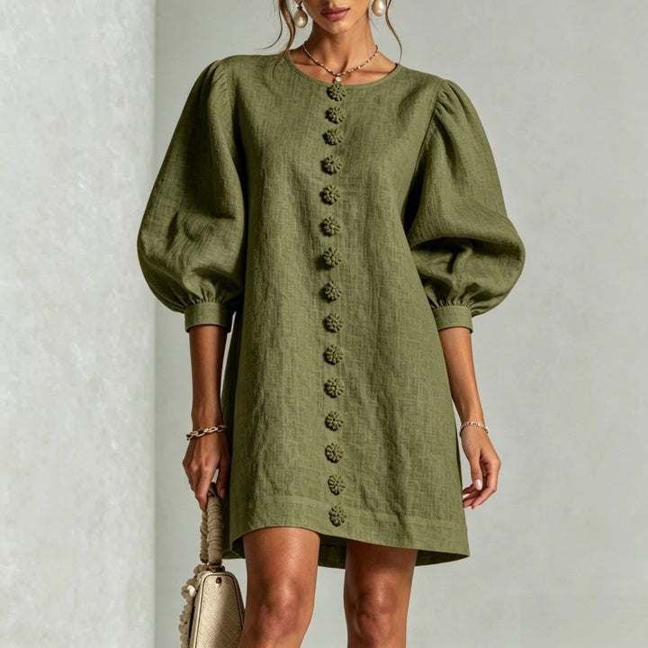 Robe Femme Mini – Manches Lanterne et Coupe Ample