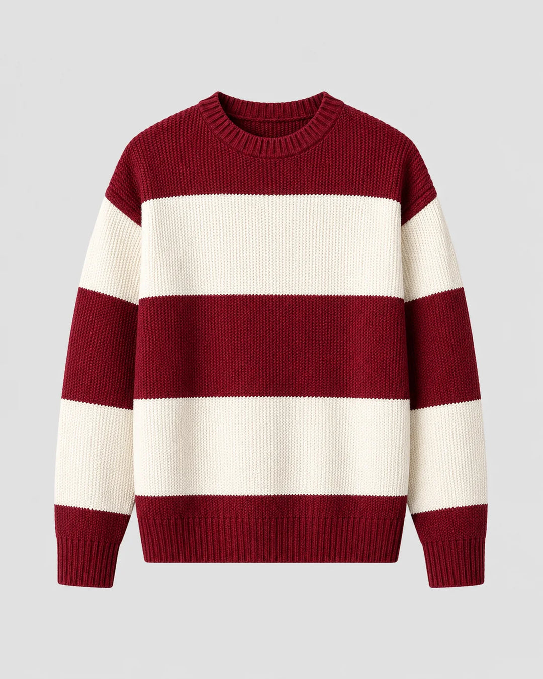 Unisex-sweater med striber, løs pasform og rund hals - afslappet stil