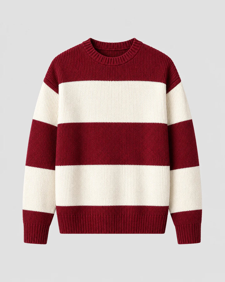 Unisex-sweater med striber, løs pasform og rund hals - afslappet stil