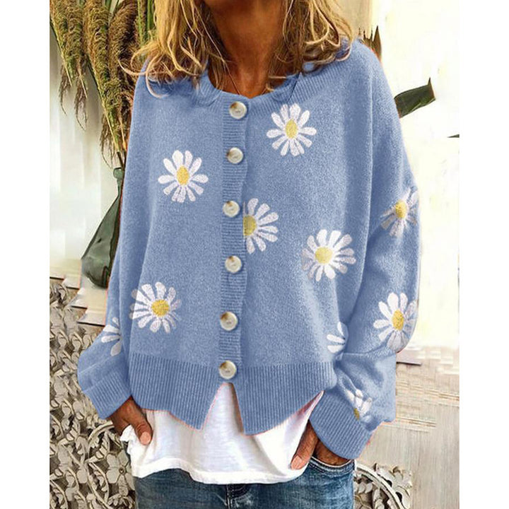 Damen-Strickweste – Lässige Silhouette, Druckmuster