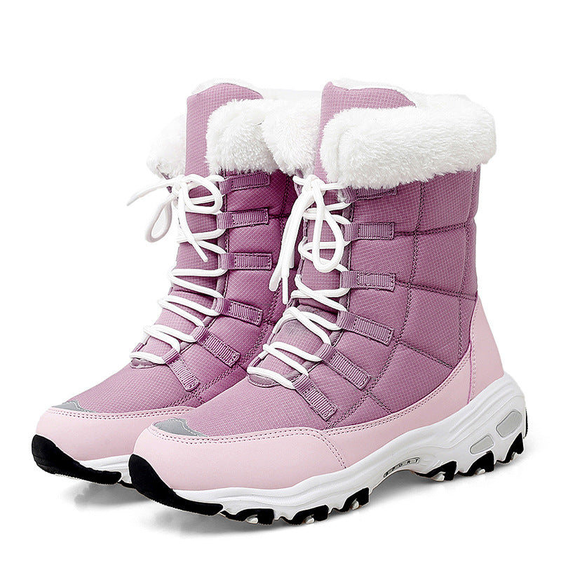 Botte de Neige Femme – Tige Matelassée à Lacets, Doublure Velours Chaude