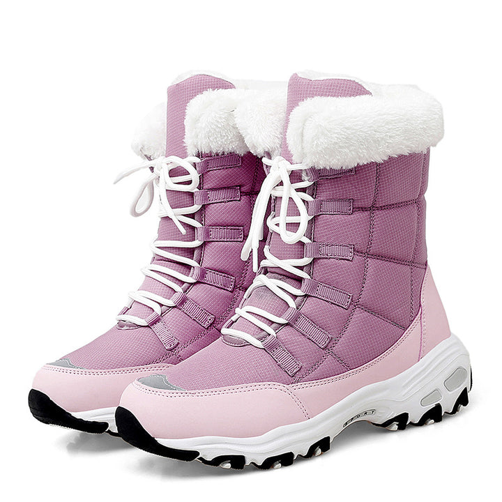 Botte de Neige Femme – Tige Matelassée à Lacets, Doublure Velours Chaude