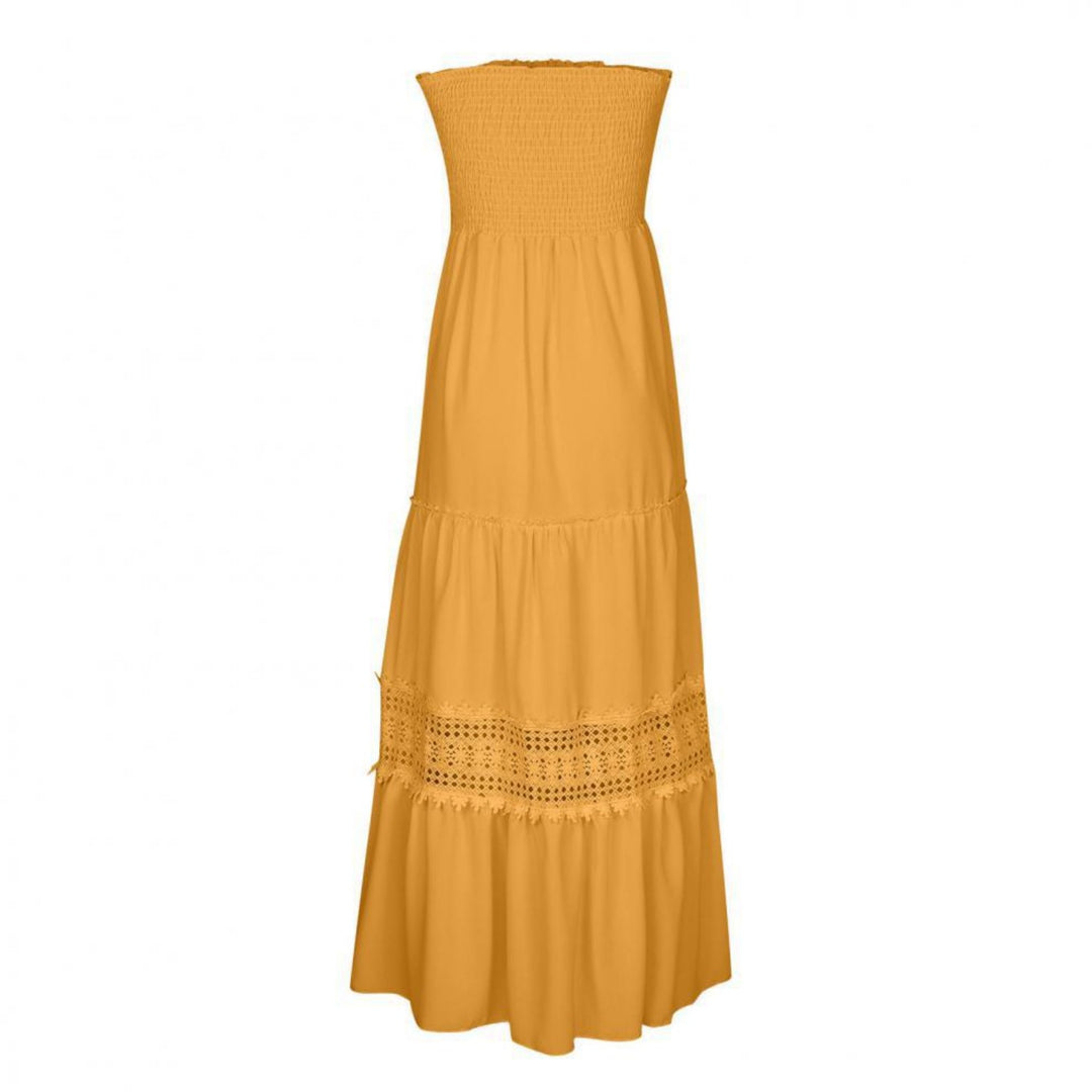 Robe Longue Femme Dentelle Patchwork – Coupe Décontractée Vacances