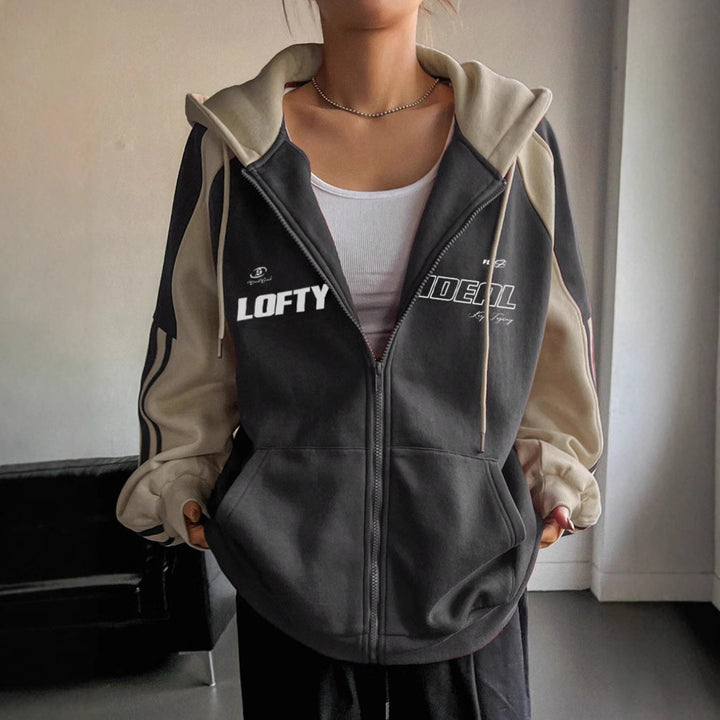 Sweat à Capuche Femme – Coupe Slim Color Block Moderne