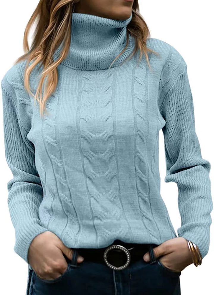Pull Col Roulé Femme – Coupe Slim Manches Longues Style Rétro