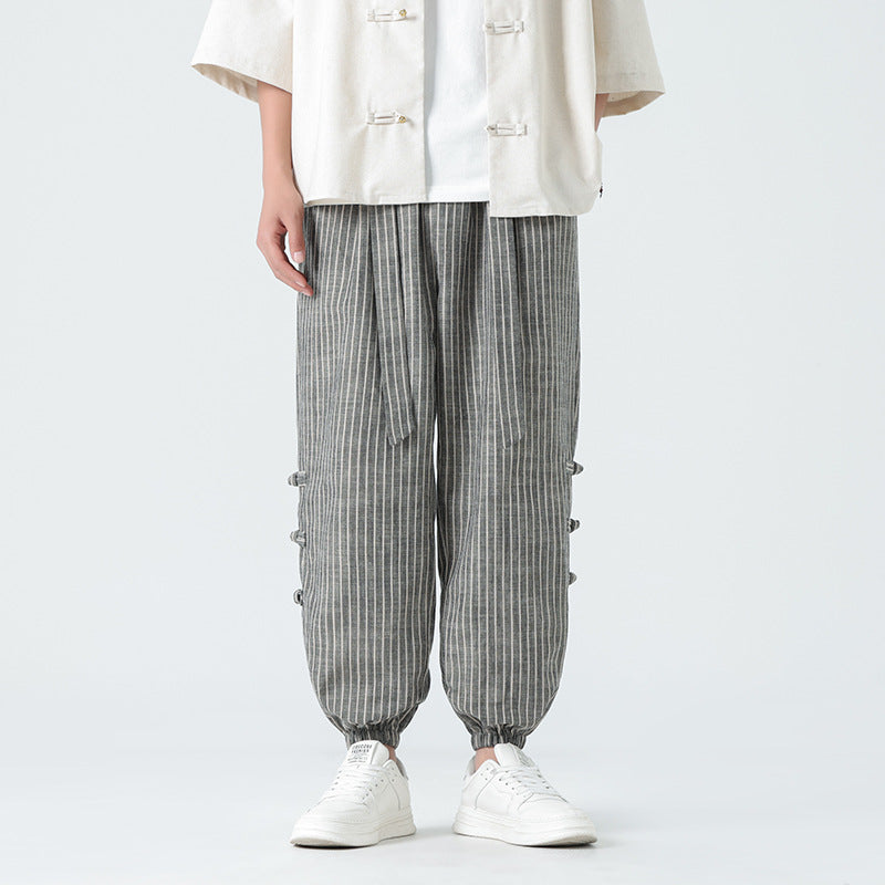 Pantalon Homme en Lin – Coupe Ample Inspiration Chinoise