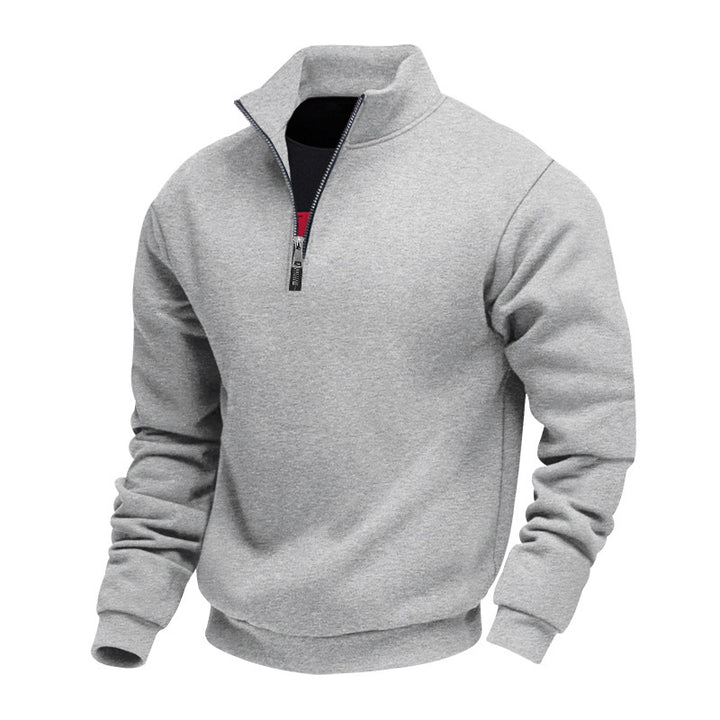Sweatshirt til mænd med halv lynlås – blød fleeceforing, løs pasform
