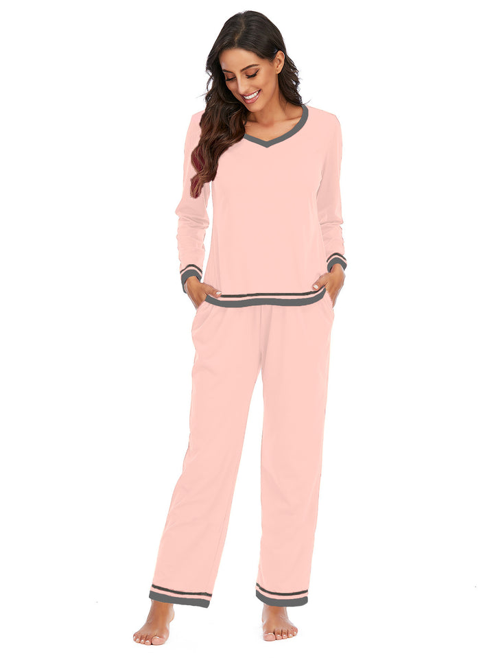 Damen-Baumwollpyjama – Zweiteiliges Set mit langen Ärmeln