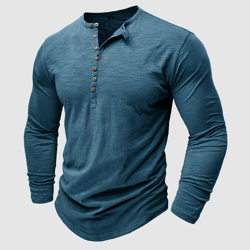 Herren-Henley aus Baumwolle mit langen Ärmeln – Moderner, lässiger Schnitt