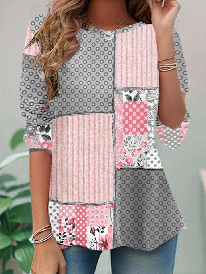 Damen-Sweatshirt mit Retro-Karomuster – Künstlerischer 3D-Effekt