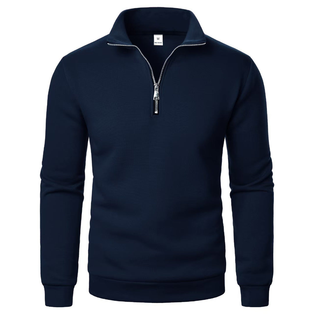 Herren-Sweatshirt mit Stehkragen und halbem Reißverschluss – lässige Passform