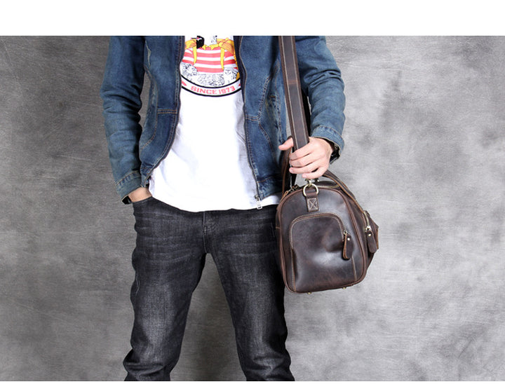 Borsa da viaggio uomo – Grande borsa weekend morbida in stile retrò