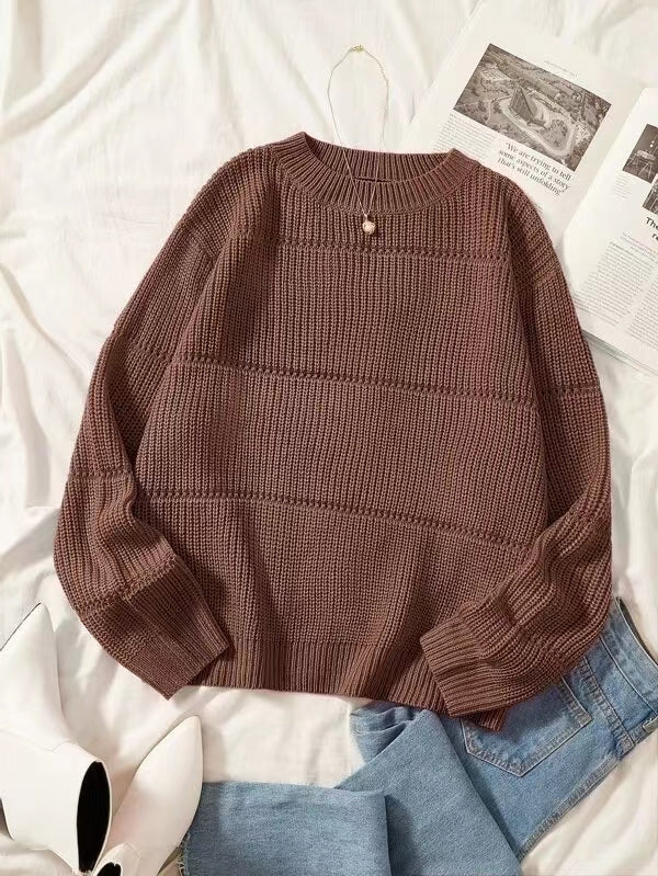 Pull Femme en Maille – Coupe Décontractée, Tricot Côtelé