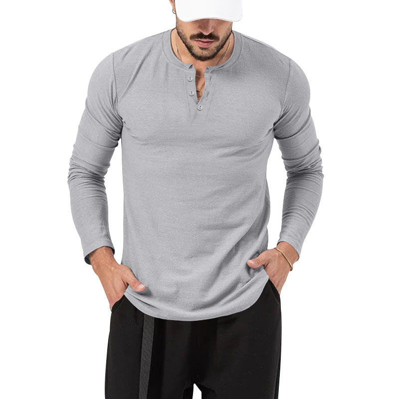 Chemise Henley Homme Maille Côtelée – Manches Longues Texturées