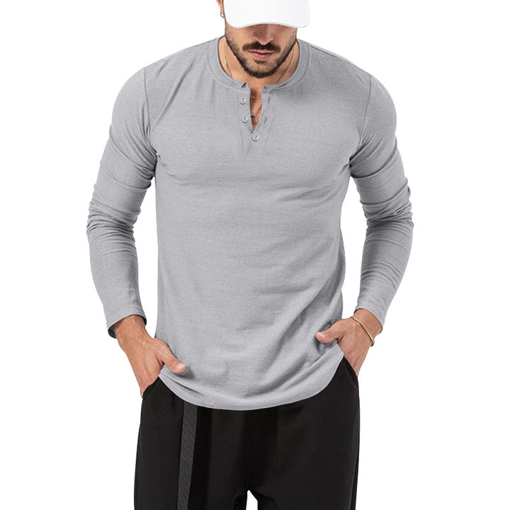 Chemise Henley Homme Maille Côtelée – Manches Longues Texturées