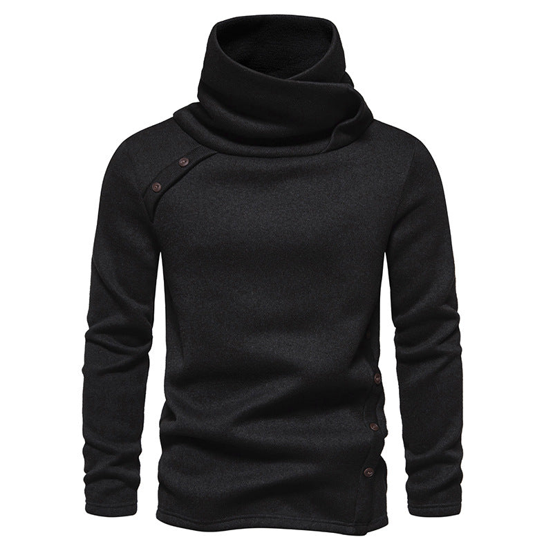 Sweater til herre med kaskadekrave – varm jacquardjakke med foer