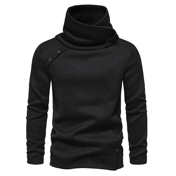 Sweater til herre med kaskadekrave – varm jacquardjakke med foer