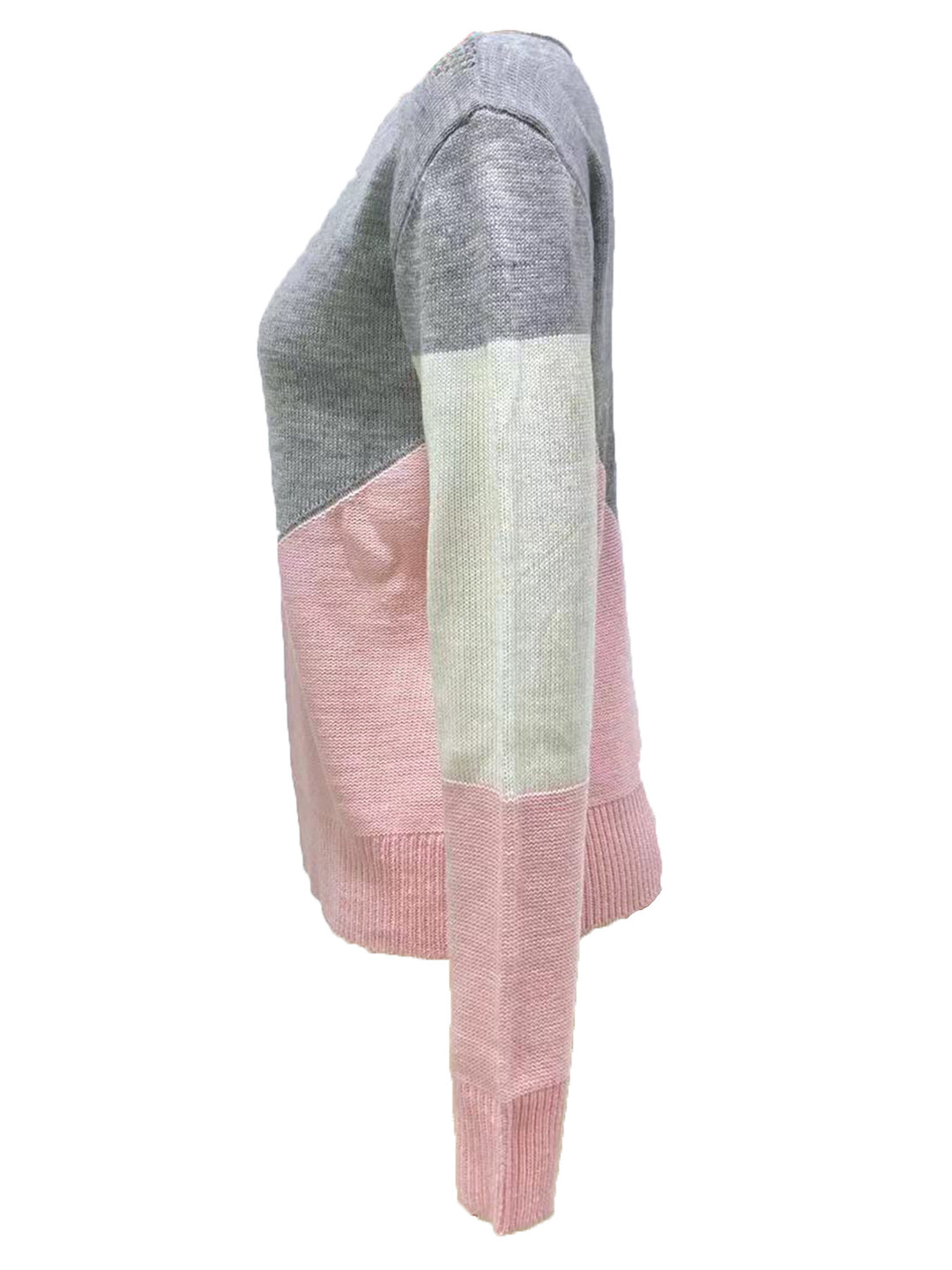 Pull Femme en Maille – Motif Colorblock Contrasté