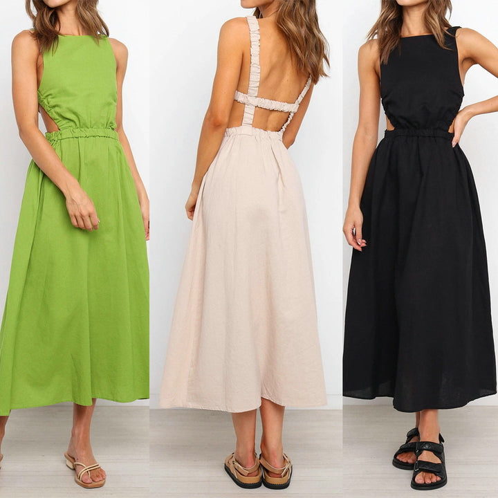 Damenkleid Maxi – Cut-out-Taille, ärmellos