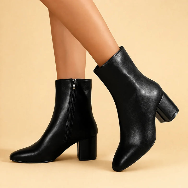 Bottines Femme à Talon – Bout Carré et Zip Latéral