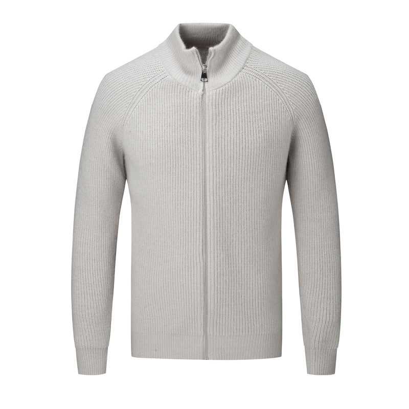 Cardigan Homme en Maille – Coupe Slim Col Montant Zippé