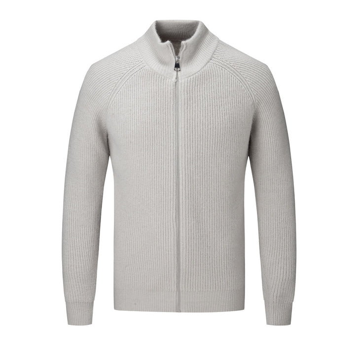 Cardigan Homme en Maille – Coupe Slim Col Montant Zippé