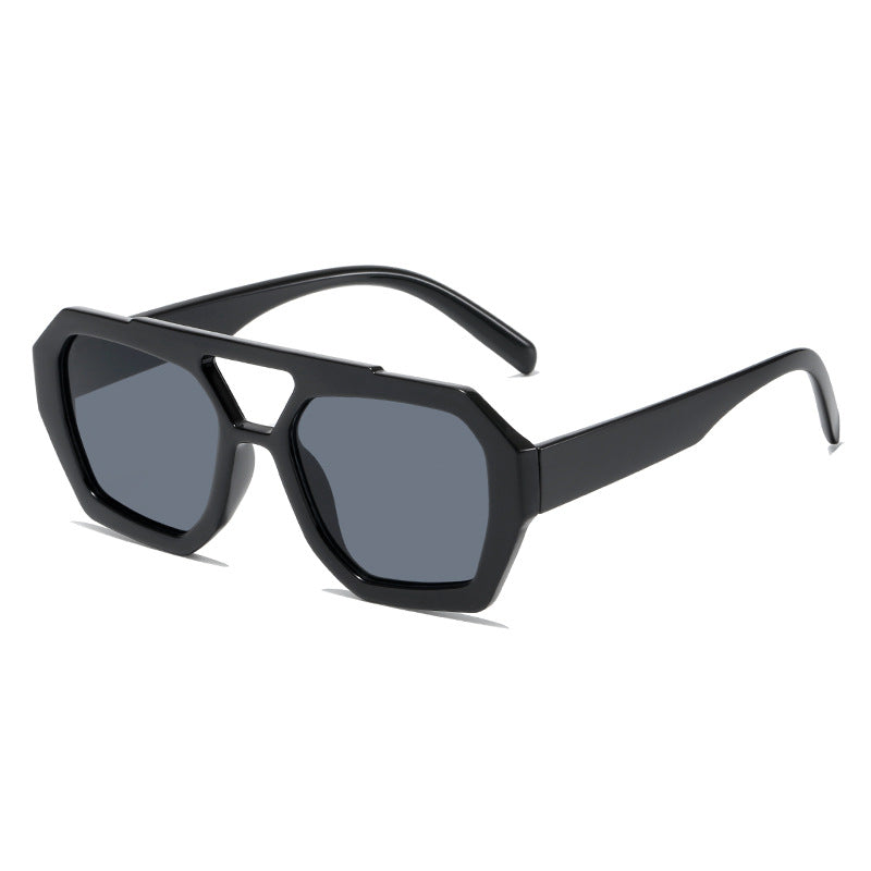 Square Double Bridge Sunglasses – Retro Unisex Frame