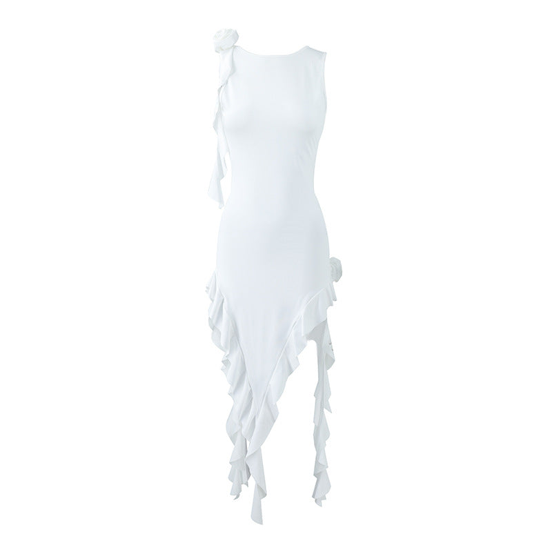 Vestito da donna mini con volant – Gonna asimmetrica ispirata alla medusa